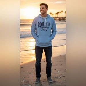 Ron Jon Surf Shop Myrtle Beach Light Blue Hoodie Size XL